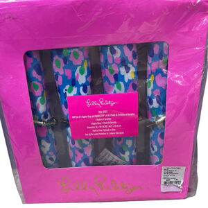 Lilly Pulitzer Napkin Set of 4 Hottie Dottie Print + Rings Gift Set New Coastal